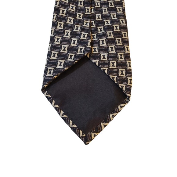 ASTRATTO Luxury Silk Geometric Black Brown Tan Neck Tie Made in USA Business - Picture 7 of 13